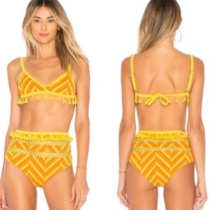 NEW NWT Tularosa Yellow Stripe Elias Tassel Bikini